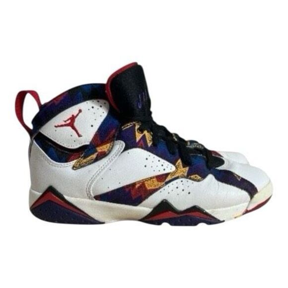 Jordan 7 Retro Sweater 304775-142 Boy Size 6Y White Blue Sneakers Basketball - Picture 2 of 10